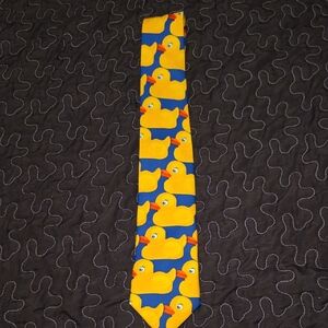 Blue and Yellow Duck Pattern Tie